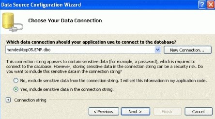 Data source configuration wizard new connection-